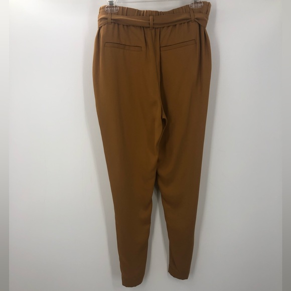 Cartonnier Tan Brown Paper Bag Pants Pleated Belt Womens 6 - Picture 6 of 7